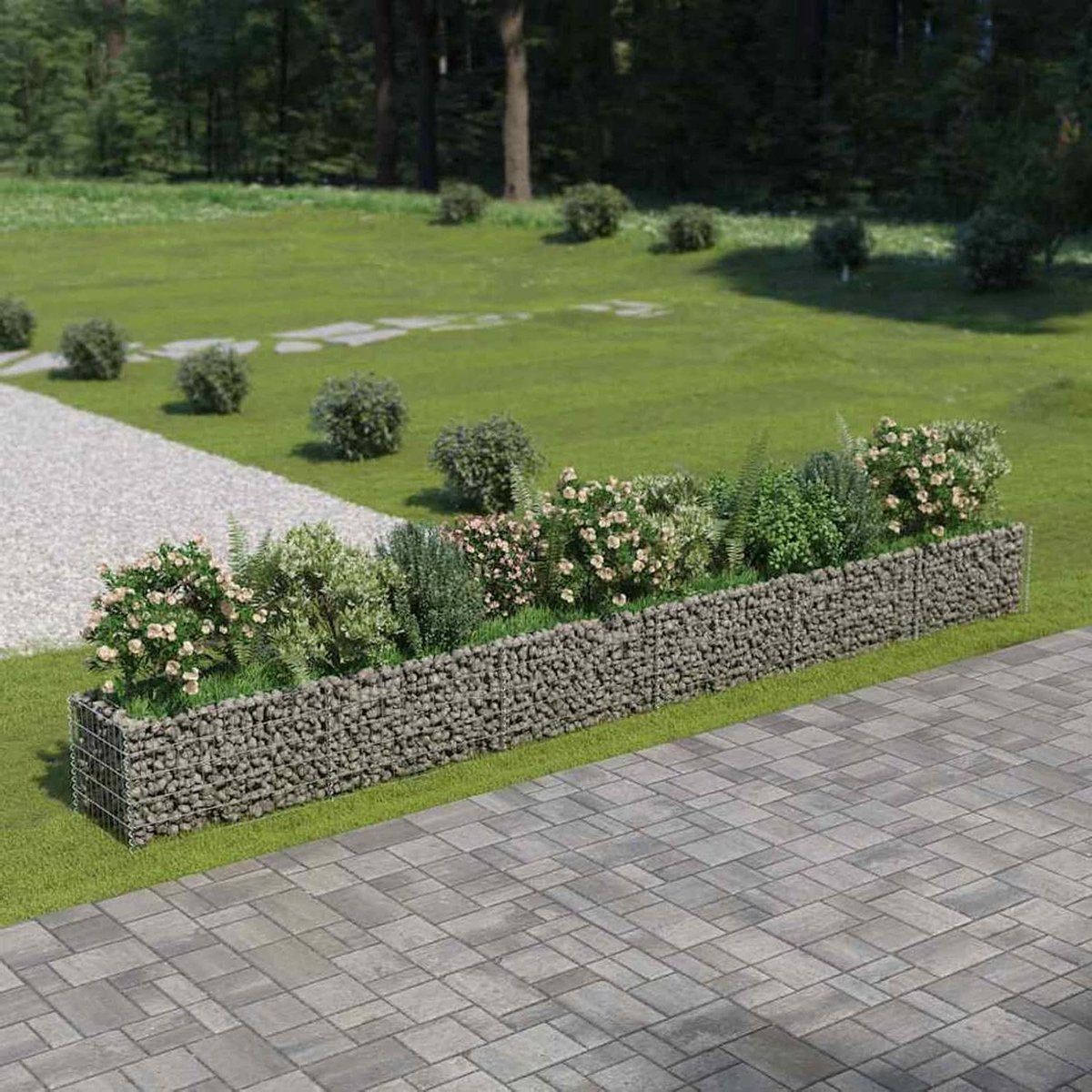 Gabion manden - Stenen kooi - Tuinrand creëren - Gegalvaniseerd staal - 540 x 50 cm - Zilver