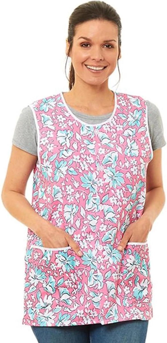 Dames Tabard Schort - Werkkleding Overall - Keukenwerkzaamheden Thuis - Knoopjes Door Ontwerp - Twee Voorzakken - Blauw