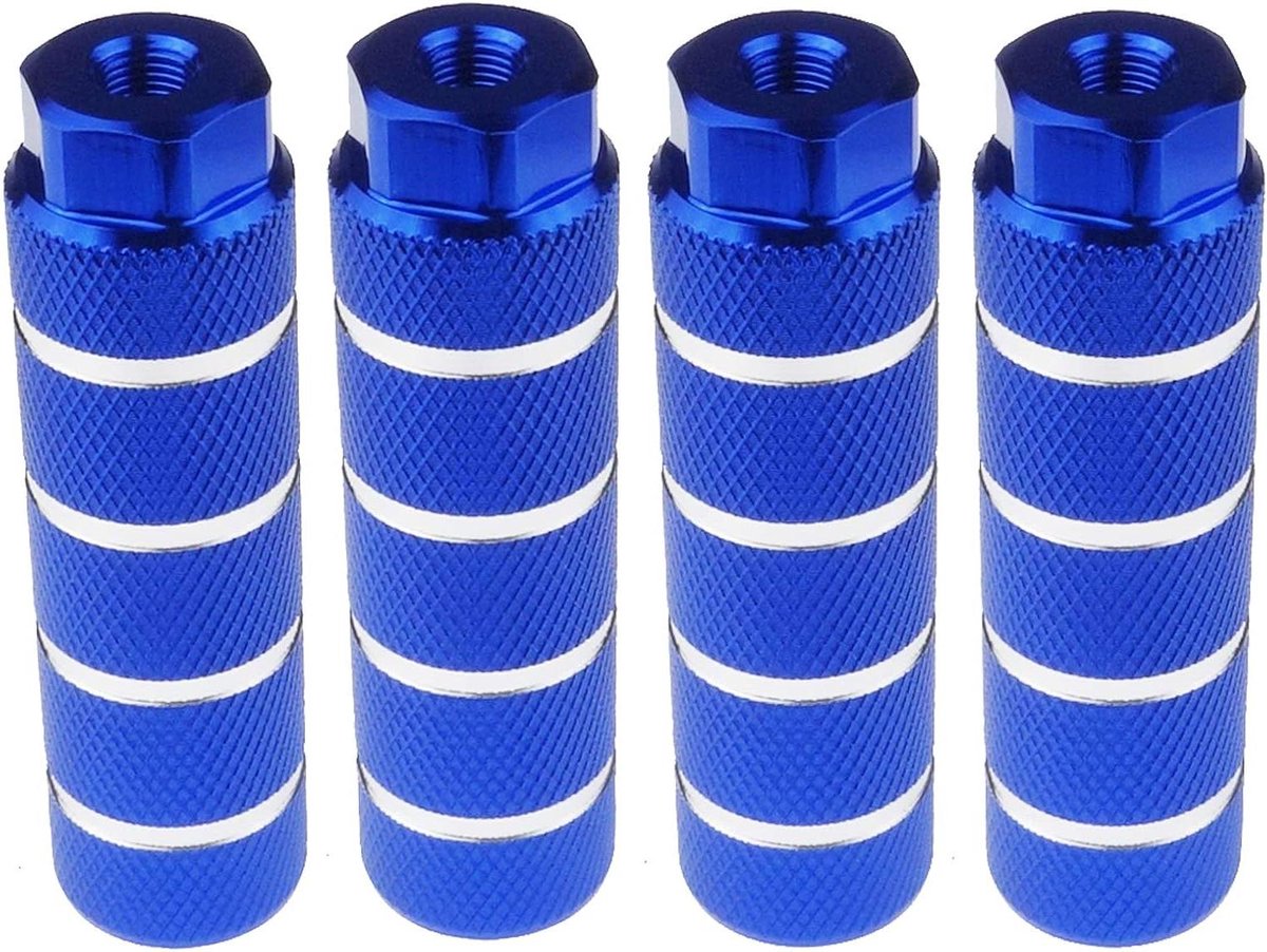 Fiets Pinnen - Fietspennen Assen - Fietsen Stunts - Hoge Aluminium Sterkte - 100x28mm - Blauw en Zilver