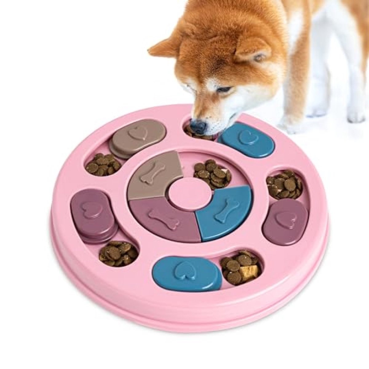 Roze hondenpuzzel met traktatiedispenser - Interactief voerspeelgoed voor mentale stimulatie