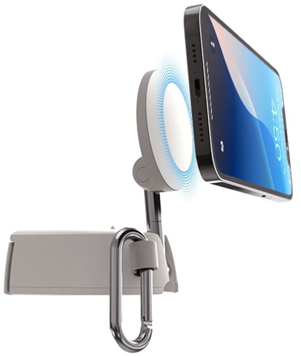 iOttie Treker Telefoonhouder voor o.a. Vliegtuig Tafel, Trein, Bureau - Compatibel met MagSafe & Qi2 - 360° Draaibaar en Verstelbaar - Reisvriendelijk Ontwerp - Beige
