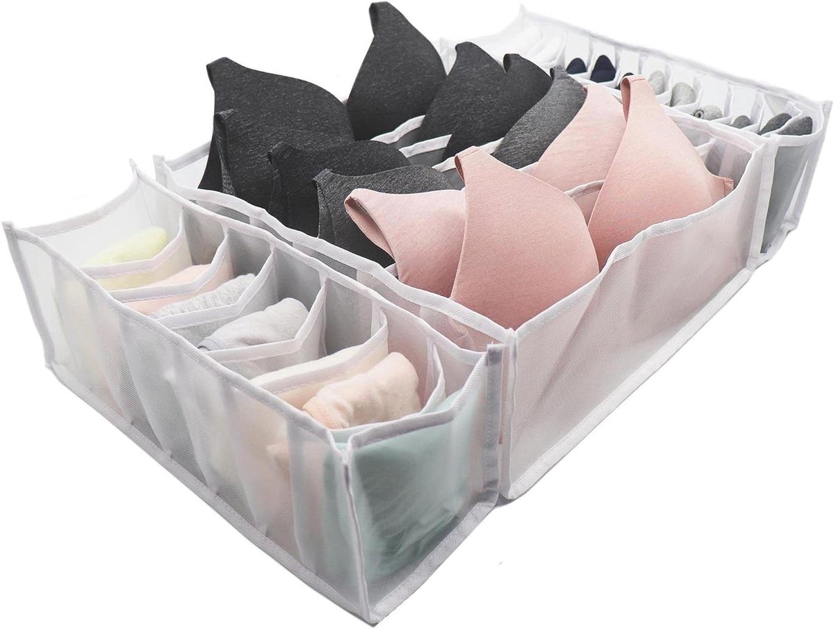Lade Organizers - Opbergers Kleding - Kleding Sorteren - Machinewasbaar - 3 Stuks - Wit