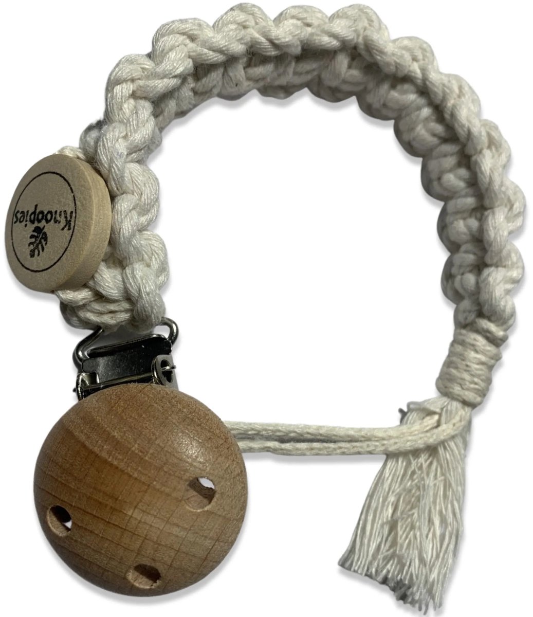 Knoopies Speenkoord - Gebroken Wit - Katoenkoord - Handgemaakt in ons Macramé Atelier - Prijs per Stuk - Inclusief Verzendkosten