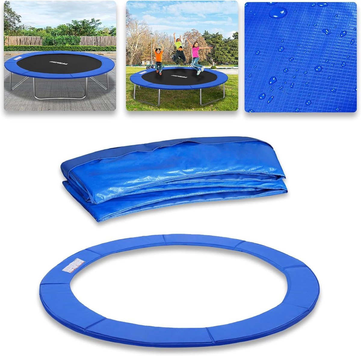 Trampoline Randkussen - Veiligheidsmat Randbeschermer - Trampoline Veiligheid - 15mm Schuim Vulling - Ø 366 cm - Blauw