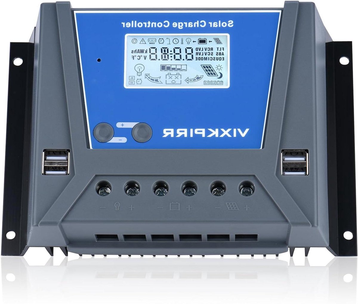 Laadregelaar Zonne-energie - Solar Controller PWM - Energie Systeem Beheer - Automatische Batterij Detectie - 80 A - Grijs