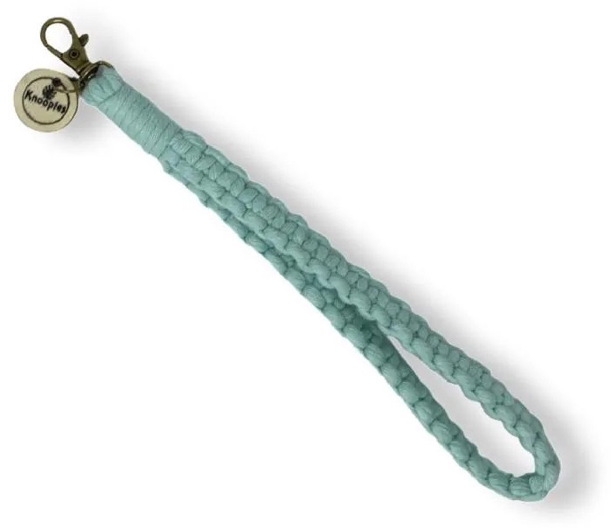 Macramé Pols Keycord - Squared - Aqua Blauw - Katoenkoord - Prijs per Stuk - Inclusief Verzendkosten