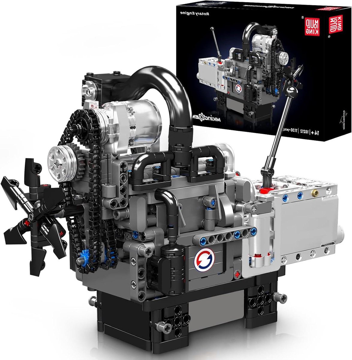 Techniek Motor Bouwset - Gemotoriseerd Model - Technisch Inzicht Opdoen - Realistische Bewegingen - 1130 Delen - Grijs