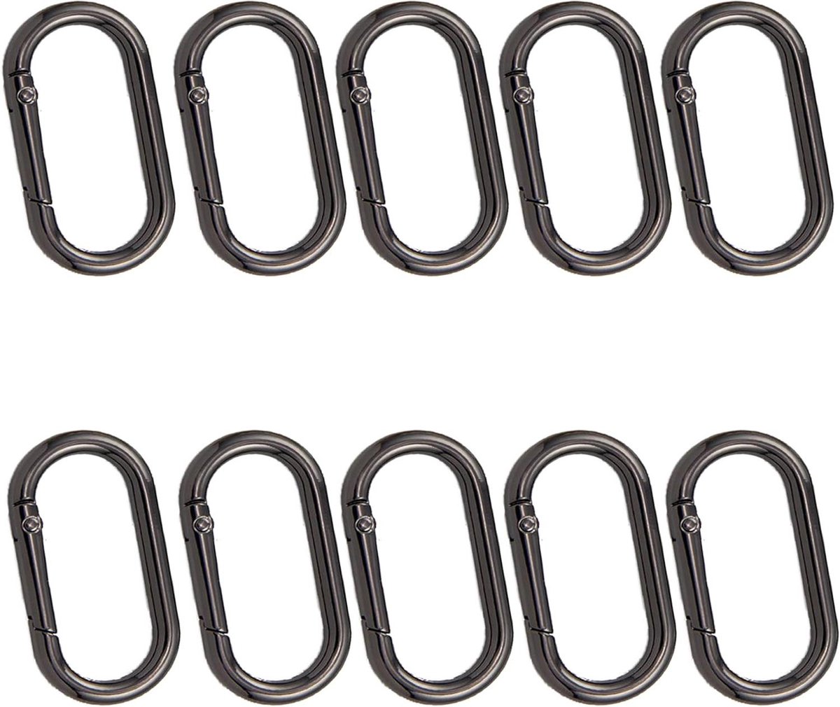 Ovale Karabijnhaken - Veergesp Clips - Tassen Bevestigen - Zinklegering Materiaal - 43 mm - Zwart