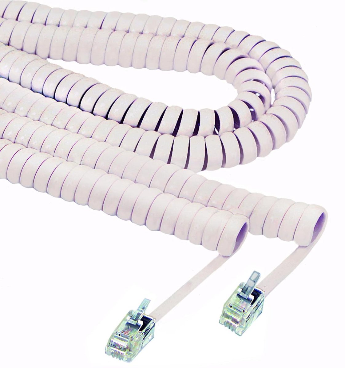 Telefoon Spiraalkabel - Verlengsnoer - Netjes Bellen - Verwarring-vrij - 7.6 meter - Beige