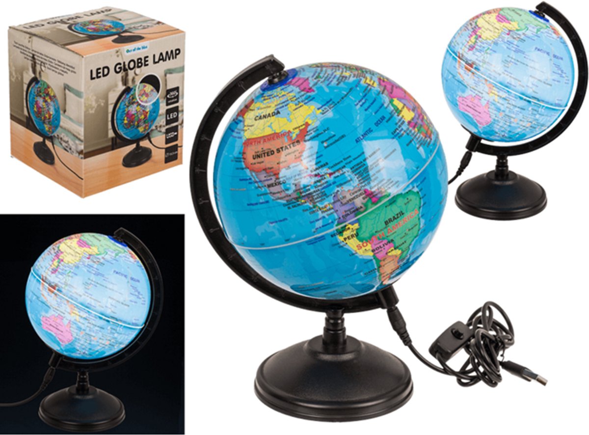 Wereldbol - led verlichting - 15.5 cm - Inclusief usb - Voor de woonkamer - Slaapkamer