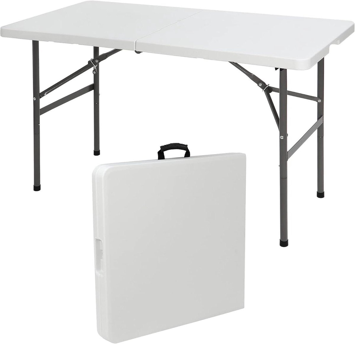 SIMPLI-Magic 1.2m Portable Plastic Folding Table - 17% Thicker Than Others - Indoor & Outdoor Heavy Duty Folding Utility Table with Handle for Party and Camping