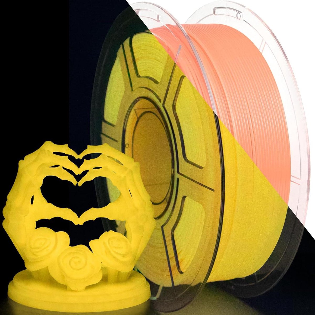 3D Printer Filament - Lichtgevend Materiaal - Creatieve Prints - Nauwkeurigheid +/- 003mm - 1kg Spoel - Glow Oranje