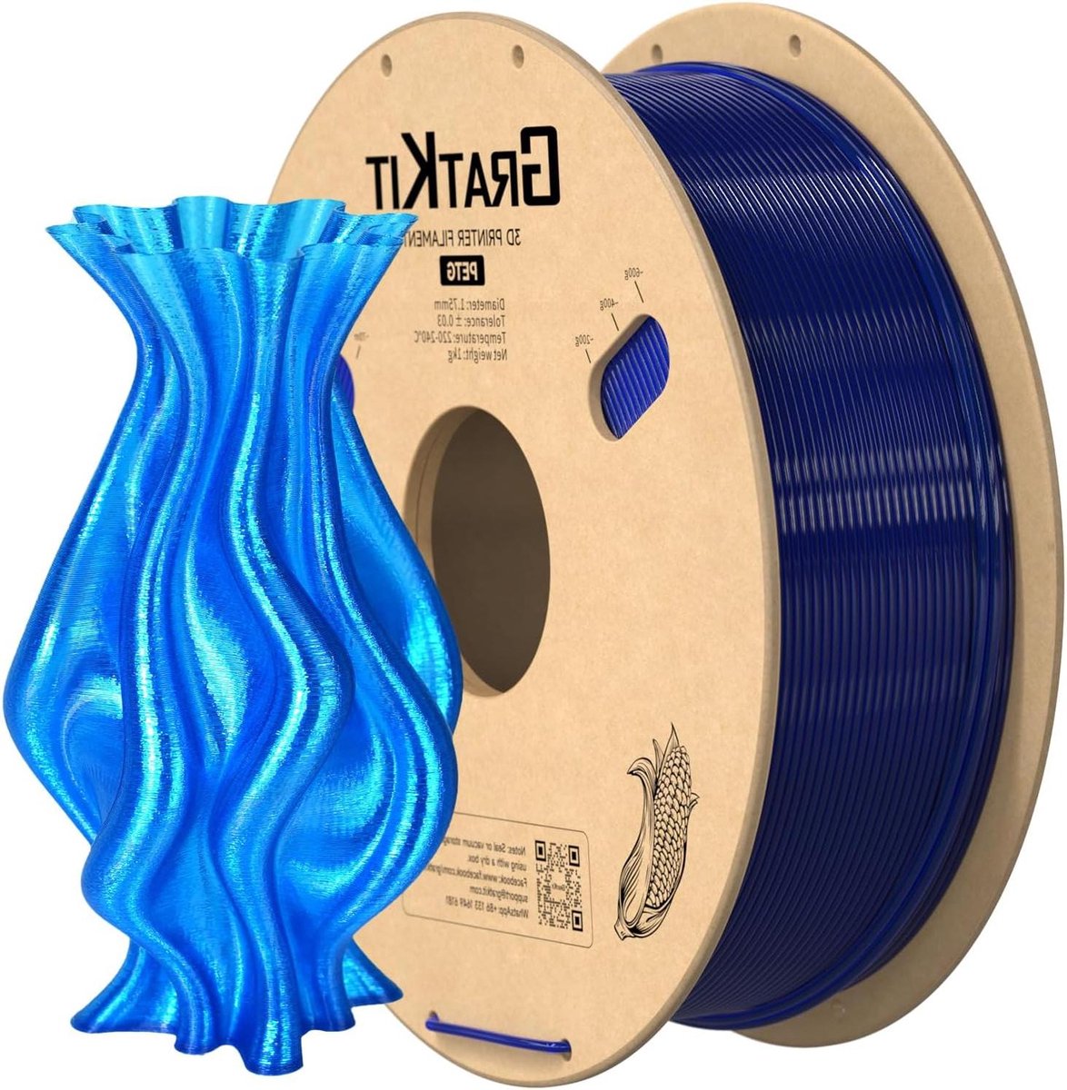 3D Printer Filament - PETG Spoel - 3D Prints Maken - Hoge Taaiheid Stabiliteit - 1.75mm Diameter - Transparant Blauw