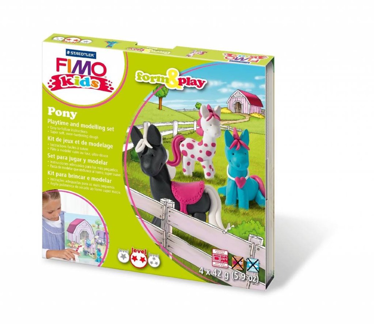 FIMO kids 8034 - ovenhardende boetseerklei - Form&Play set "Pony" — afbeelding 2