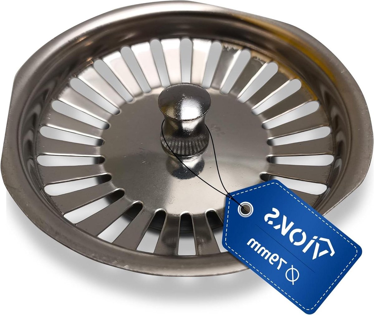 Afvoerventiel Inzetstuk - Zeefmandje Keuken - Gootsteen Verstopping Vrij - Licht Afgeplatte Driehoek - 79 mm Diameter