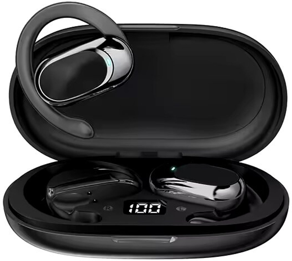 Draadloze on-ear Oortjes - met oplaadcase - Bluetooth Oortjes - Geschikt voor Apple en Android - Touch Control Open Oor waterdichte sport oortelefoon Oortjes