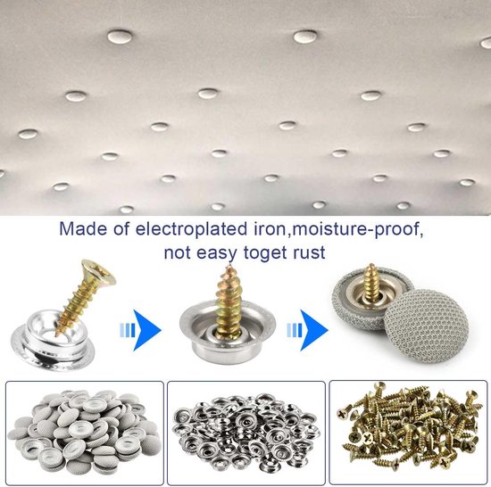 Reparatieset Autodakhemel - Hemel Reparatie Kit - Auto Interieur Herstellen - Universele Klinknagels - 135 Stuks - Grijs — afbeelding 5
