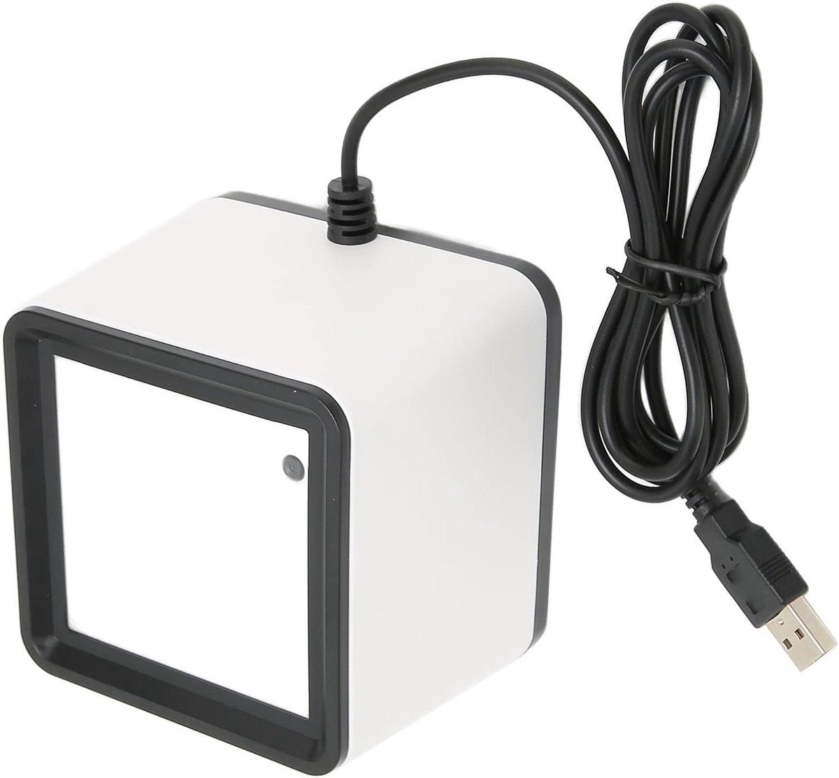 Barcode Scanner Desktop - Streepjescodelezer QR - Winkel Kassa - Handsfree Automatisch Scannen - 12.8x11.4x9.7 cm - Wit