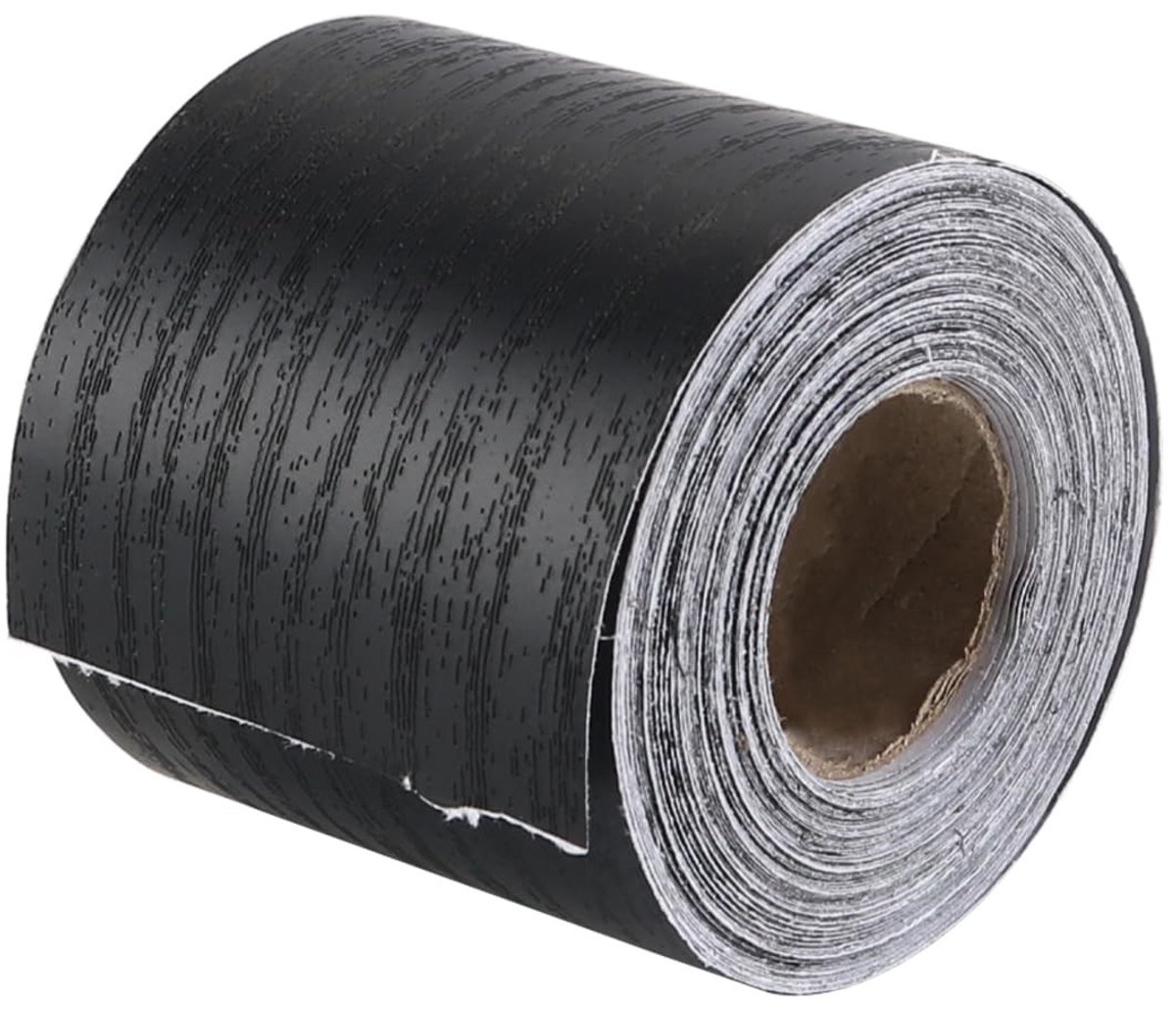 Allecto - Houten Grain Tape Zelfklevend Waterdicht 10m voor Meubel Renovatie - Zwart