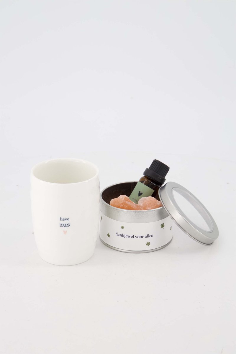 Zusss Set Van Een Koffiemok Lieve Zus En Diffuser In Blikje Bedankt Voor Alles - Verjaardag - Cadeau Dames Keramiek White / Pink