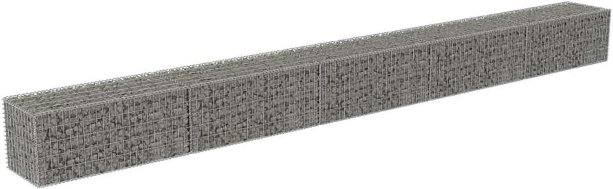 Steenkorf met afdekkingen - Keermuur - Tuinomheining - Gegalvaniseerd staal - 60x50x50 cm - Zilverkleurig