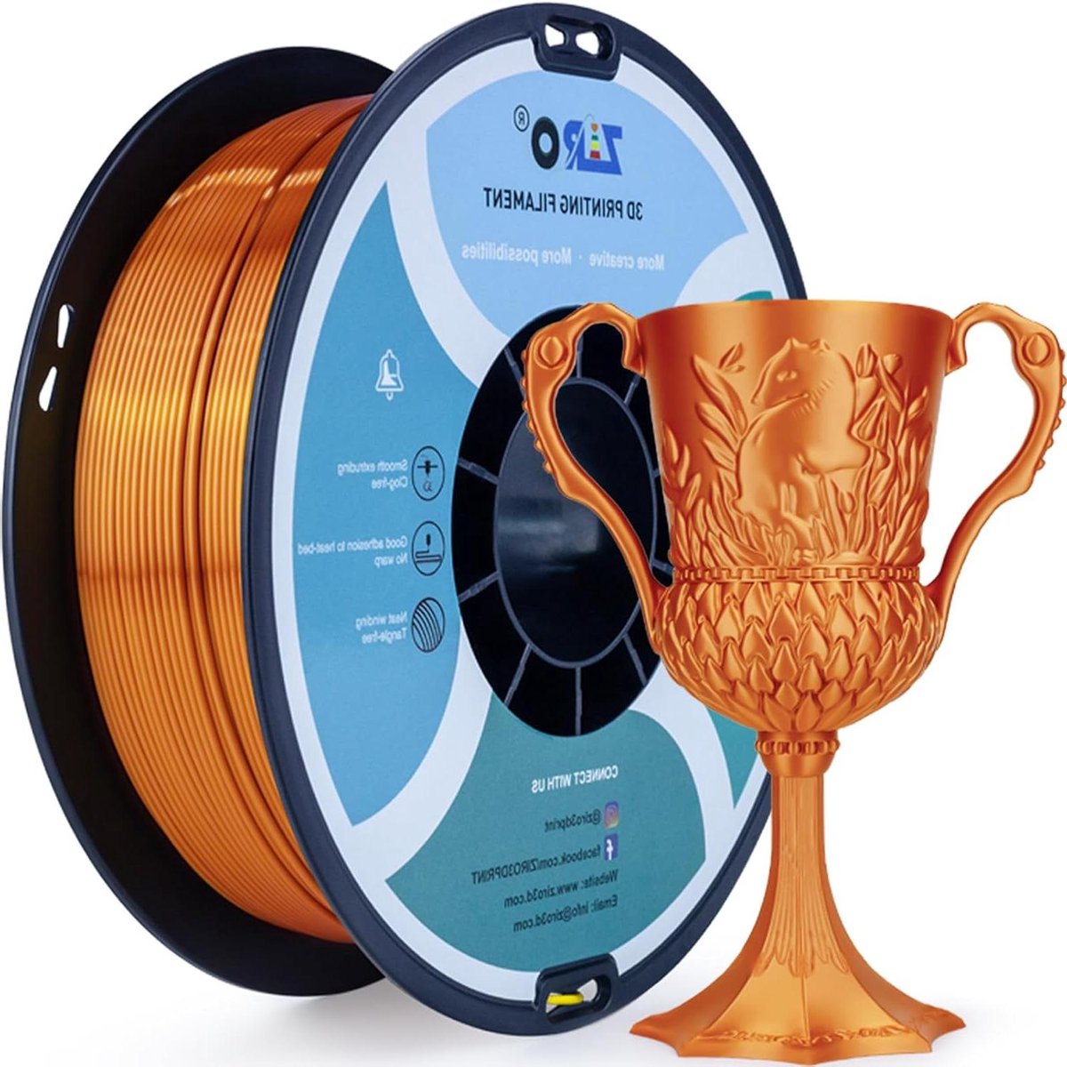 Zijde PLA Filament - 3D Printer Filament - 3D Modellen Printen - Gladde Zijde Afwerking - 1.75mm 1kg - Rood Koper