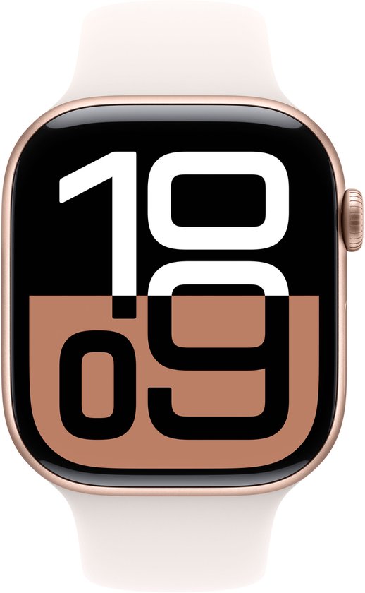 Apple Watch Series 10 - Wifi - 46mm - Rose Goudkleurig Aluminium Case met Light Blush Sportbandje - M/L