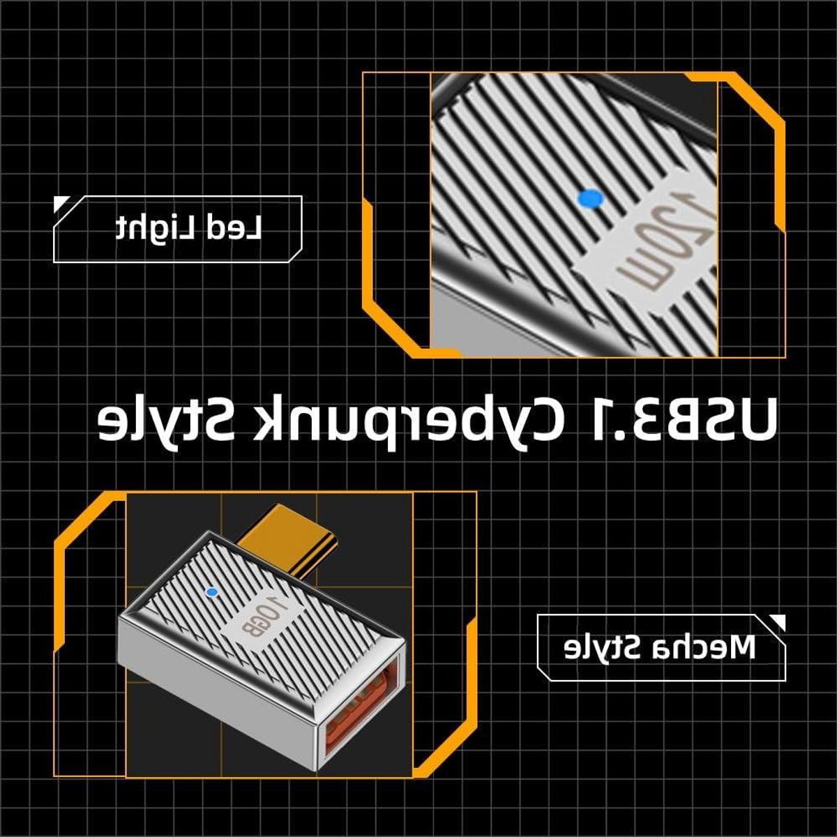 USB C Adapter - Type C OTG - Data Overdracht - 10Gbps Snelheid - 120W Opladen - Zilver