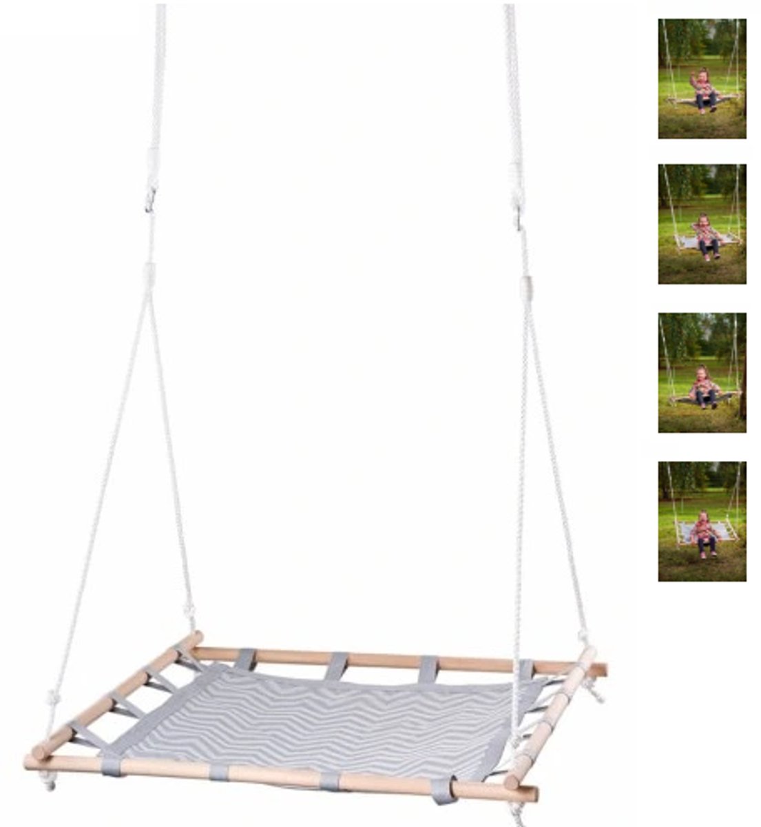 Woody schommel vierkant 100x100cm - houten buitenspeelgoed.