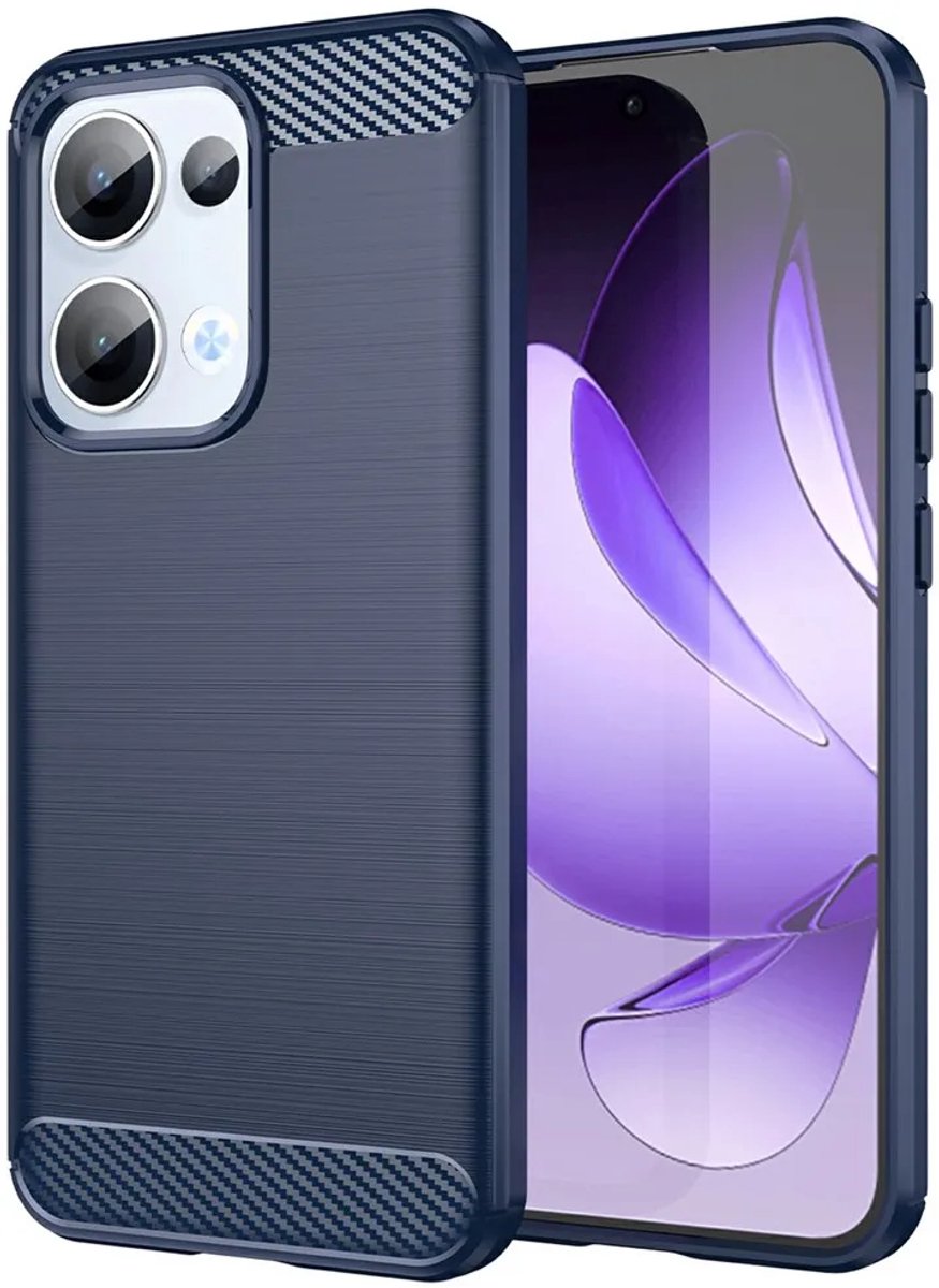 Hoesje geschikt voor Oppo Reno13 - Phonesta Carbon Silicone Back Cover - Blauw