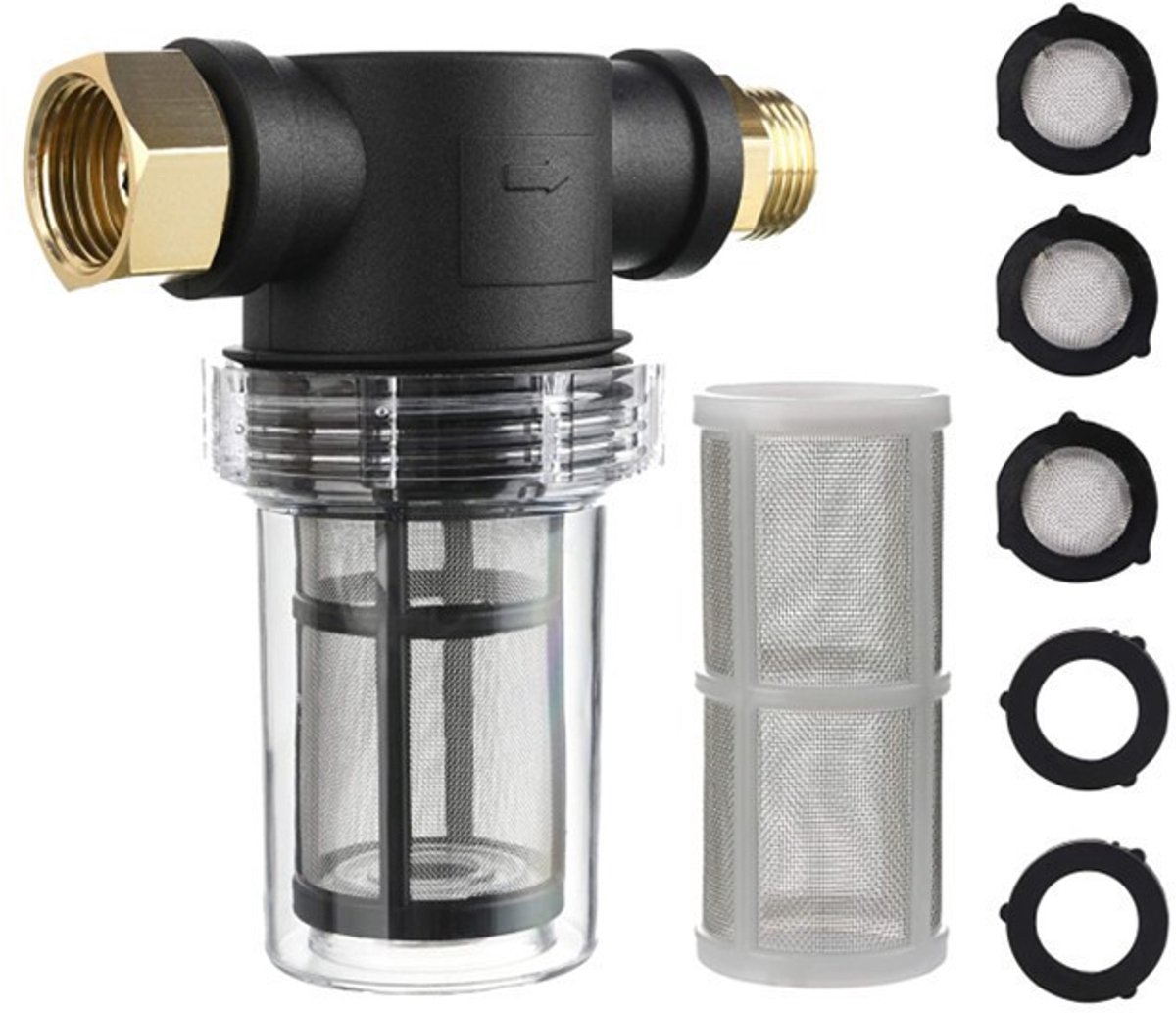 Tuinslangfilter, gebruikt geschikt voor de waterinlaat van een hogedrukreiniger, sedimentfilter, metalen gaasfilter geschikt voor tuinwaterleidingen, kraanfilter.