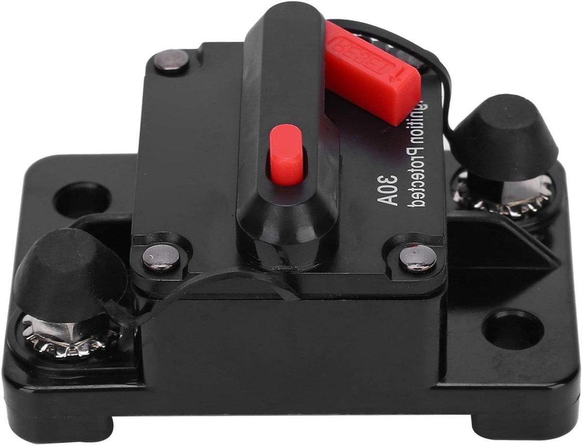 Automatische Schakelaar - Zekeringhouder Reset - Overstroom Beveiliging - Waterdichte Cover - DC 12-42V 30A - Zwart