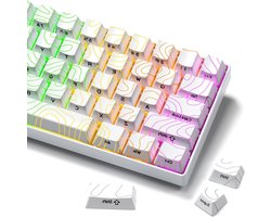 XVX Topografische keycaps met witte achtergrondverlichting, double-shot PBT keycapset, toetsenbordhoezen met OEM-profiel, compatibel met 60% 65% 75% 80% 96% 100% mechanische toetsenborden