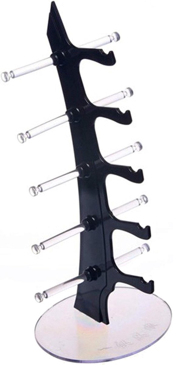 Brillen Display Stand - Zonnebril Houder - Opslag Thuis - Voor 5 Brillen - 35 x 16 cm - Zwart