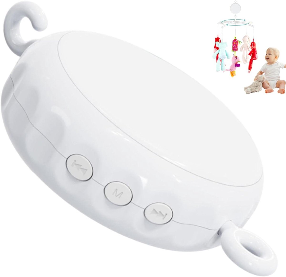 Baby Mobiel - Muziekdoosje Kinderbed - Baby Entertainment - 36 Melodieën - 7x2.8x11cm - Wit