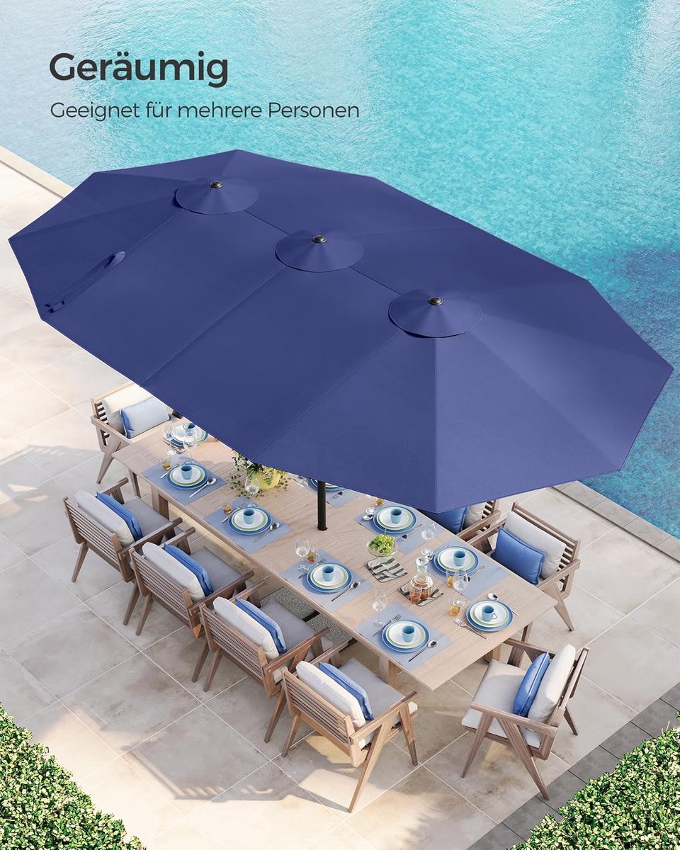 Zweefparasol 225x225x212 cm Grüner Sonnenschirm mit LED-Beleuchtung, UV-Schutz, Aluminium Gartenschirm für Balkon, Terrasse & Garten – Bellavero