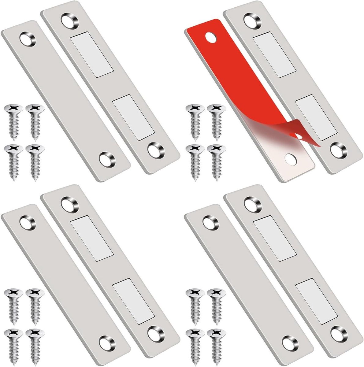 Magnetische Kastsluiting - Deurmagneten Lade - Keukenkast Beveiligen - Roestvrij Staal - 4.2 x 1.7 cm - Zilver