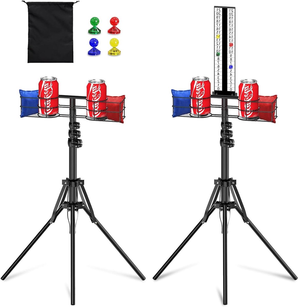 Scorebord met bekerhouder - Spel accessoires - Buiten spelletjes - Multifunctioneel opbergrek - Inklapbaar ontwerp - Zwart