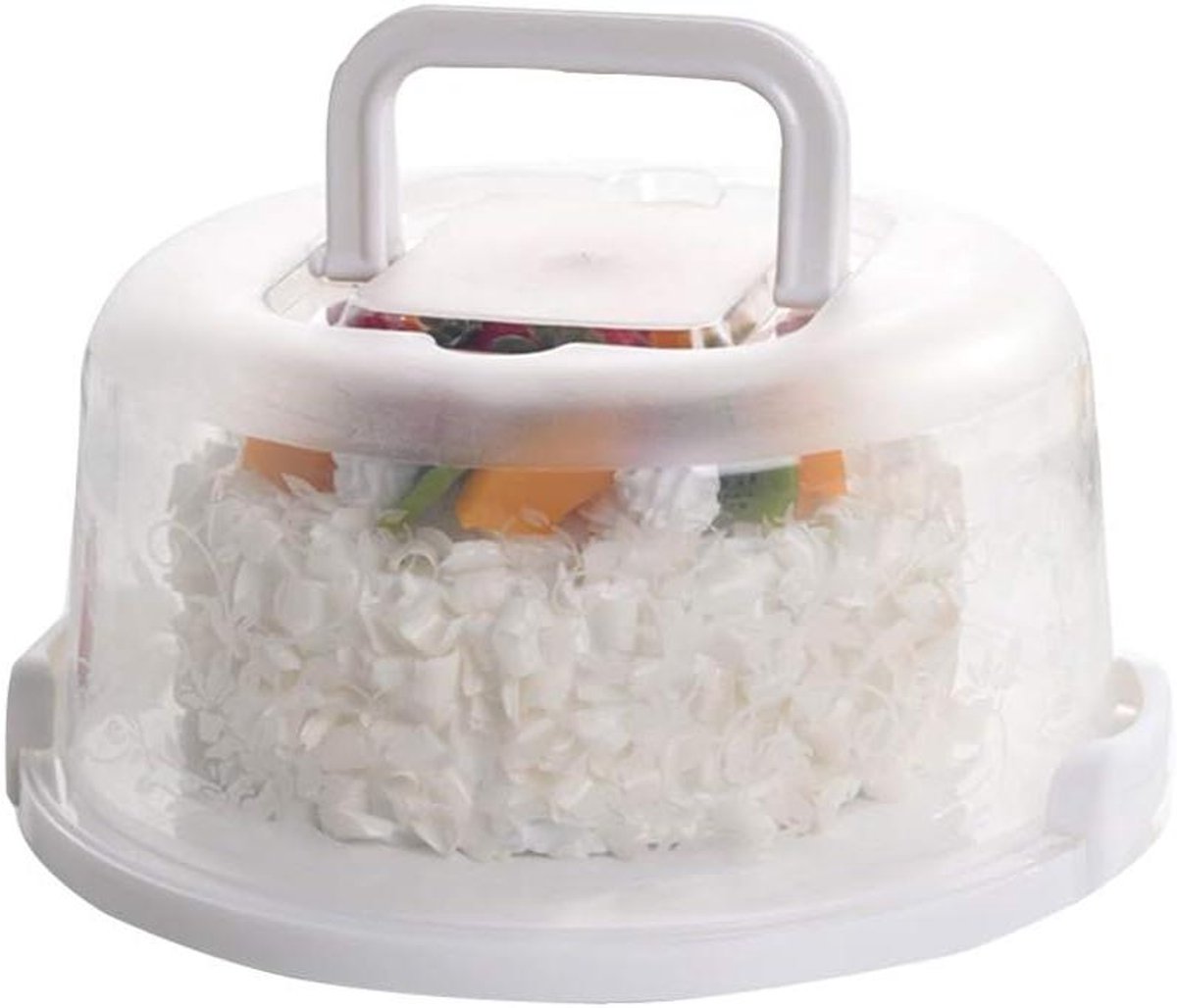 Kleine Taartdoos - Cake Container - Taart Vervoeren - Draagbaar Handvat - 7 Inch Diameter - Wit