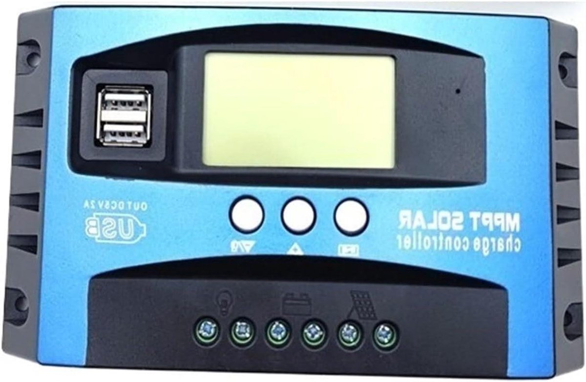 Zonne Laadregelaar - MPPT Controller - Energie Beheer - Dubbele USB Poort - 100A - Blauw
