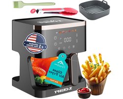 luchtfriteuse van glas, luchtfriteuse met glazen pan, transparante kom voor de beste kookresultaten, garnalen, steak, friet, vleugels, kip en