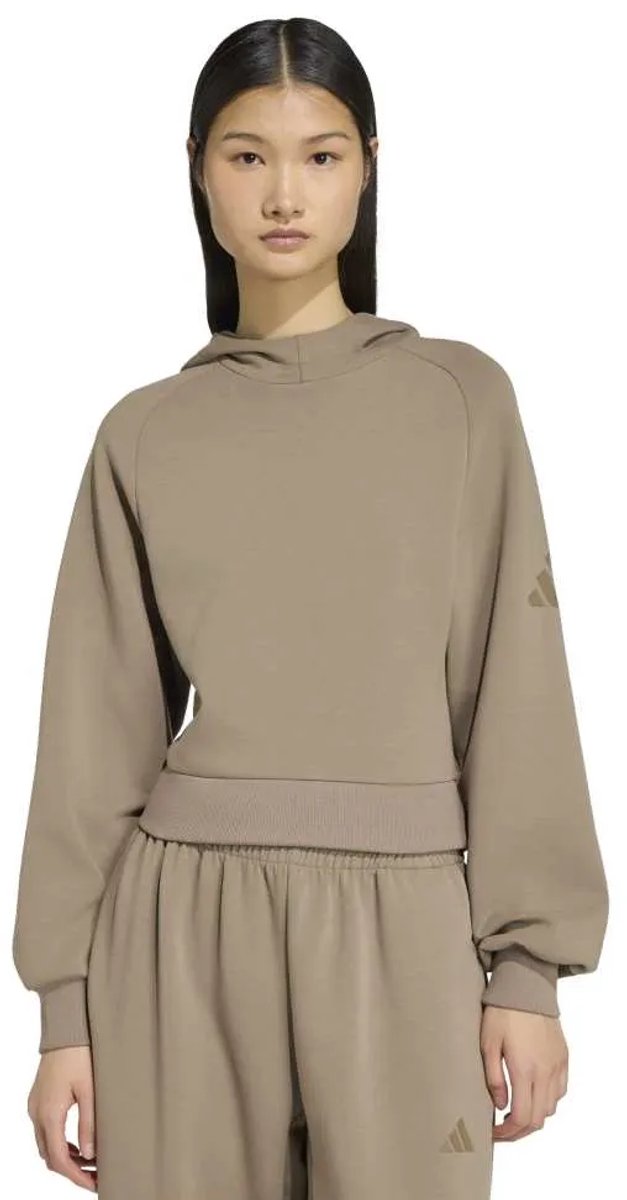 Adidas Soft Lux Hoodie L Regular Vrouw Khaki