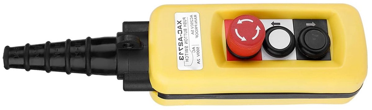 Duwknop Schakelaar voor Hijskraan met Noodstop - Controlepaneel voor Hijsen, Hefinstallaties en Kraanbediening met 2 Knoppen