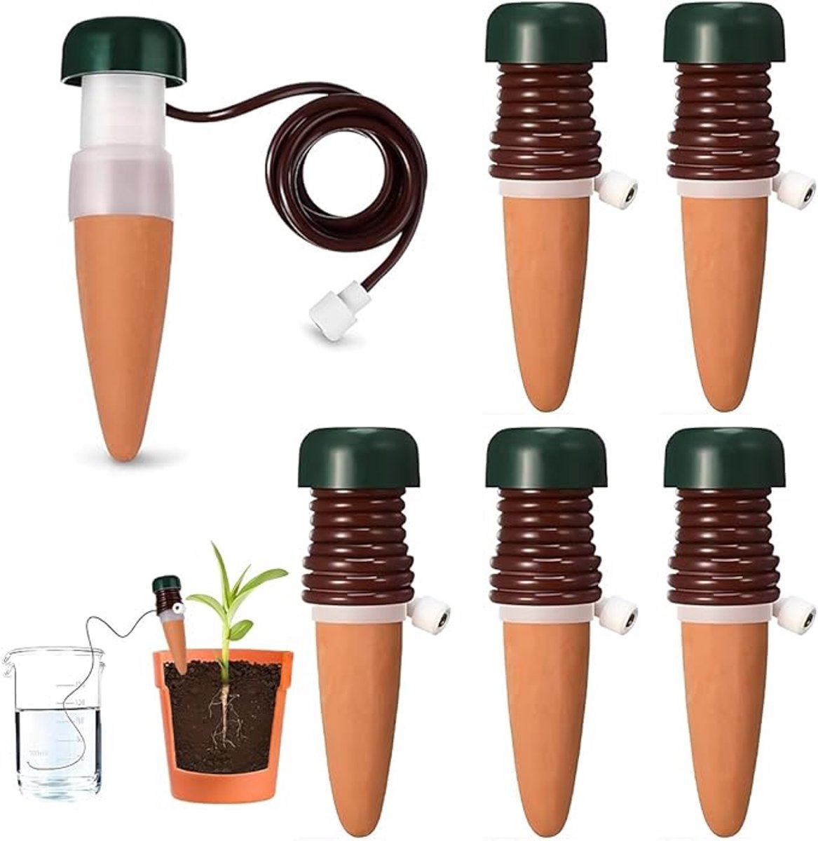 Waterdruppelaar voor Planten - 6 stuks - Zelfbewateringssysteem - Automatische Druppelirrigatie - Waterdispensers voor kamerplanten - Waterdruppelaar fles - Zelfbewaterend irrigatiesysteem - Irrigatiesysteem Balkon - Voor Kamerplanten & Balkon