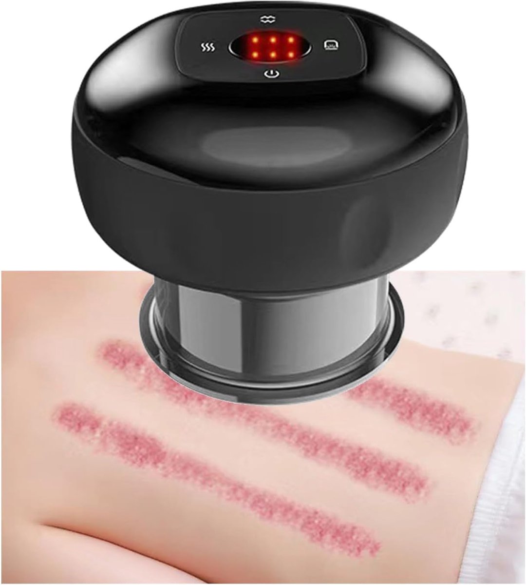 Draadloze cupping & gua sha massageapparaat - 6 standen - Verstelbare warmte - Draagbaar - Voor rug, schouders en benen - Zwart