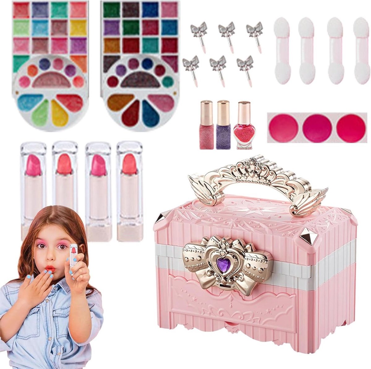 Make-up speelgoed - Cosmetica set - Kinderspel - Wasbaar en veilig - 29 x 18 x 12 cm - Multicolor