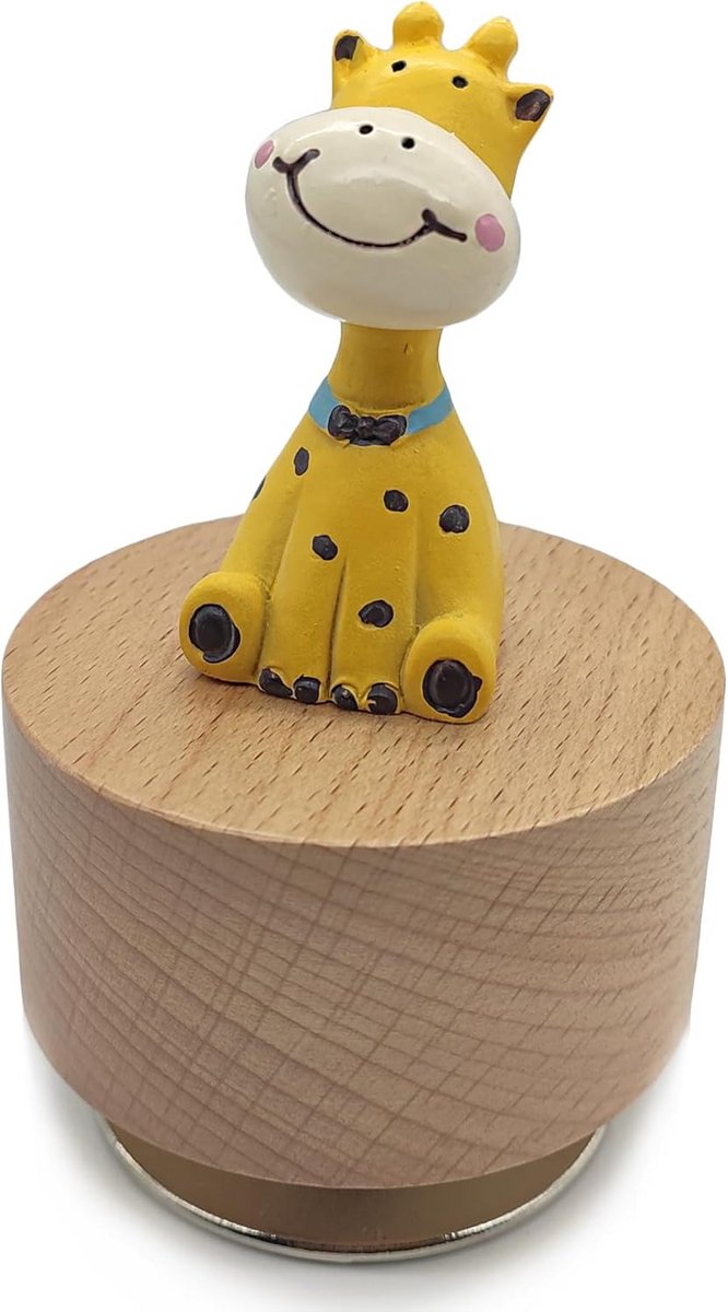 Mini Houten Dier Rotary Music Box met Schattig Giraffe Ornament (Het is een kleine wereld.)