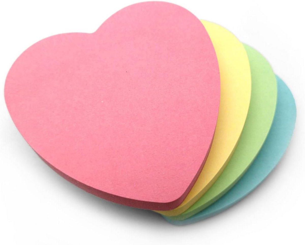 Hartvormige Sticky Notes 76x76mm - 400 stuks in Pastelkleuren - Verwijderbaar en Multifunctioneel