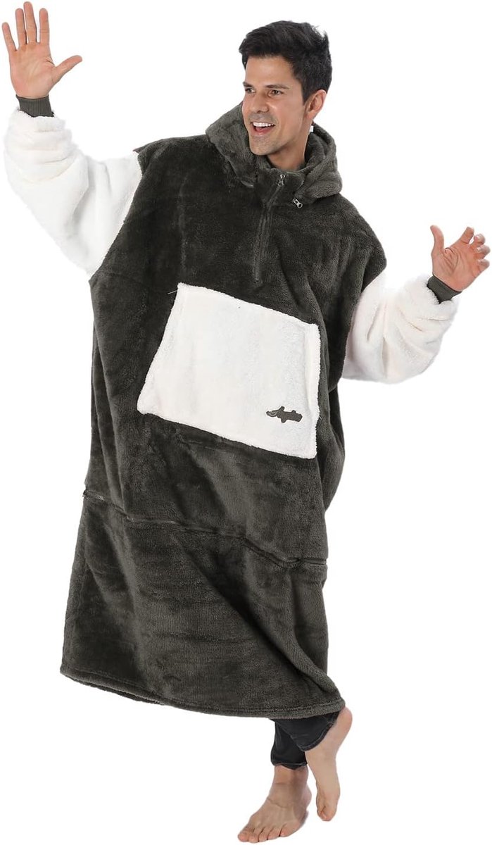 Oversized Deken Hoodie voor Volwassenen en Kinderen - Comfortabele Sherpa Draagbare Deken
