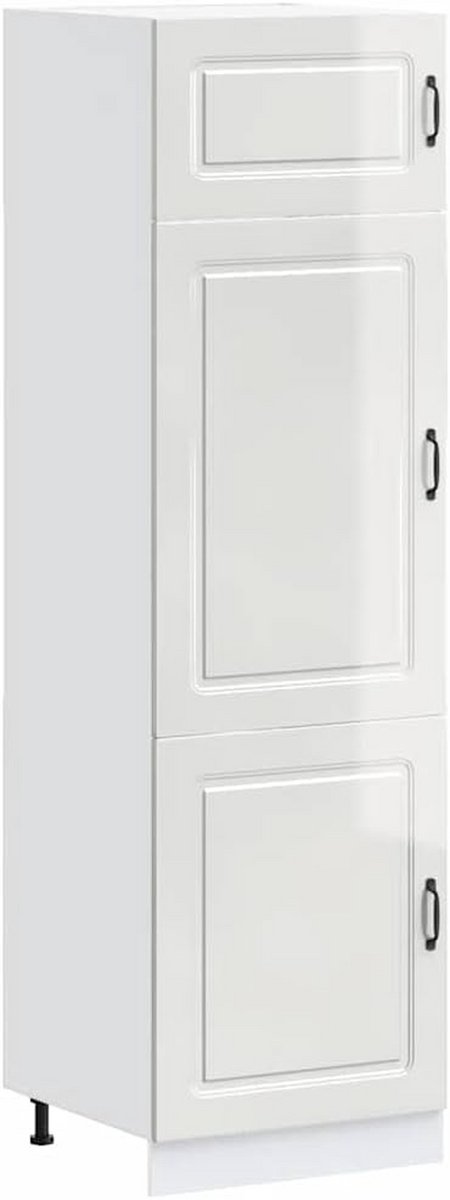 Hoge keukenkast Kalmar hoogglans wit gepolijst hout voor optimale opbergruimte en moderne uitstraling
